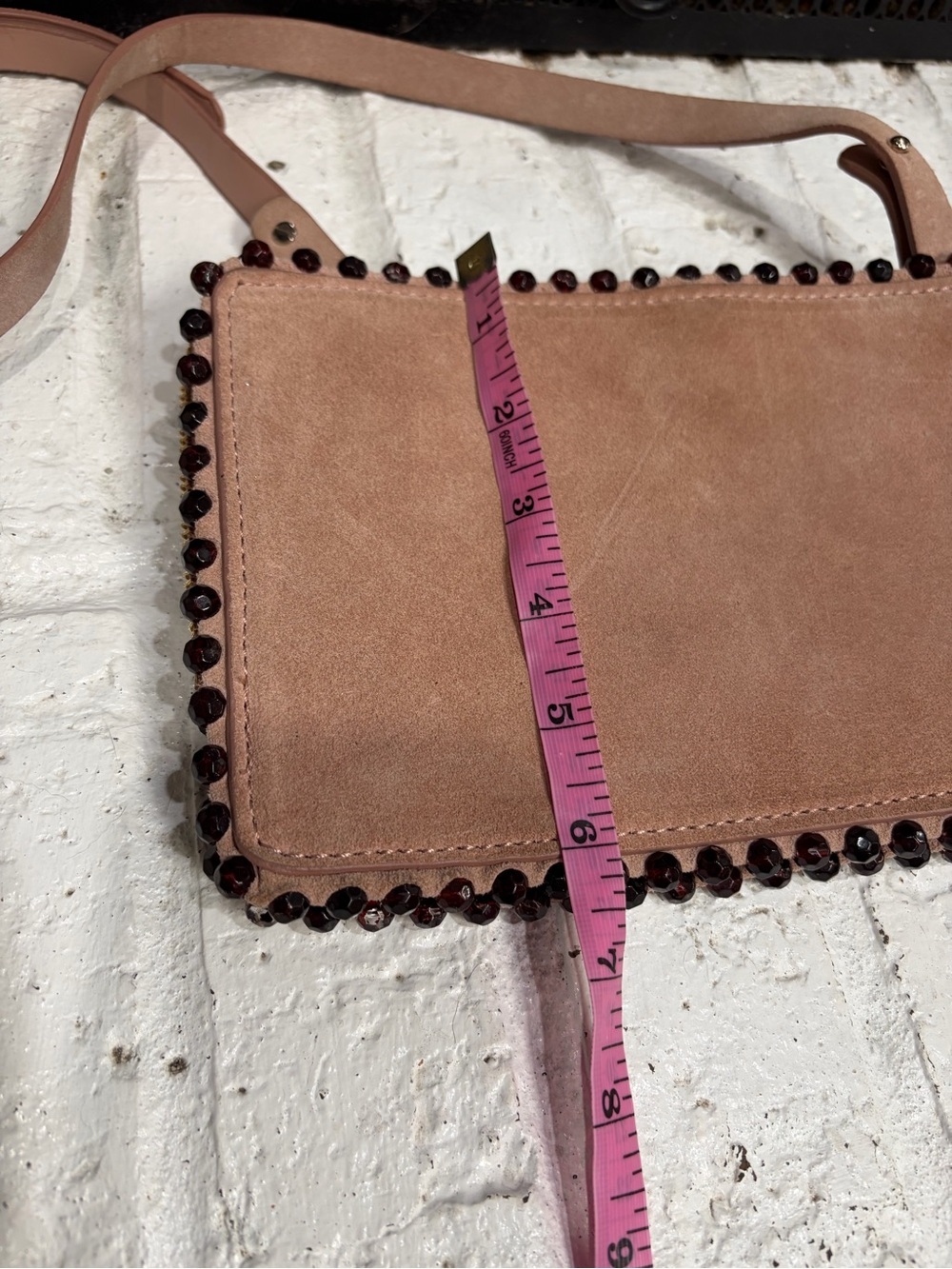 Zara light tan Suede Crossbody with Studded Trim - Picture 5 of 6